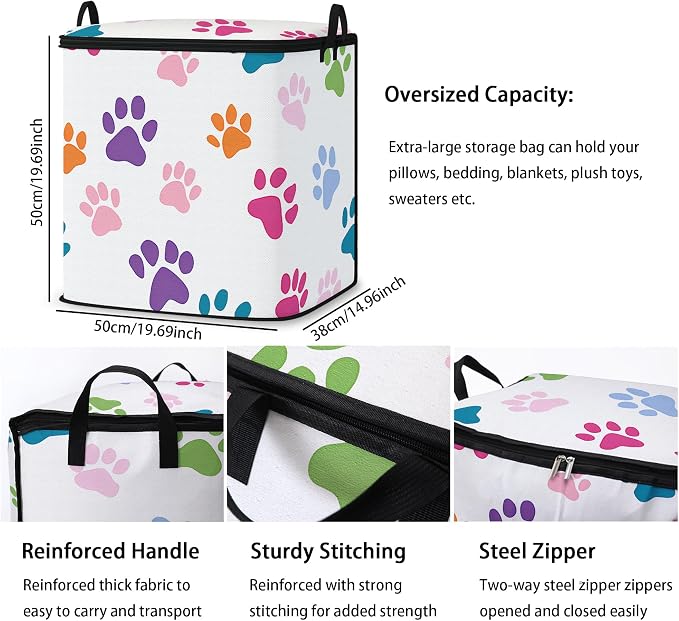 2pcs blanket storage bag for under bed,closet organizers 95L | clothing sweater sheet bedding comforter duvet quilt pillow toy storage bags with lids,dorm room essentials for containers