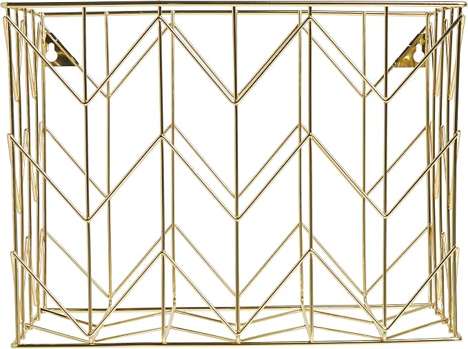 U Brands Hanging File Desk Organizer, Wire Metal, Gold Finish, 8.5" x 11'
