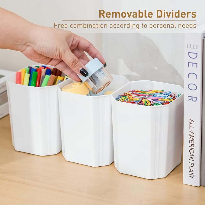 Citylife 17QT 4Packs Clear Craft Organizers and Storage Bins with Lids | Stackable Art Supply Organizer with Tray and 6 Inserts for Markers, Crayons, Pencils, Tools, Playdoh, Coloring Books