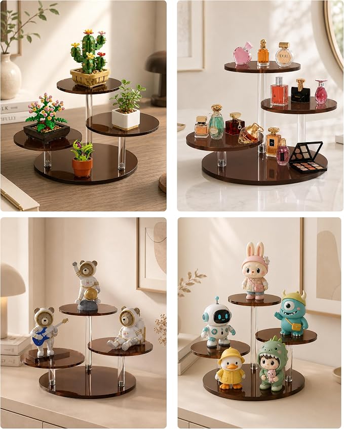 3-Tier Acrylic Display Stand for Botanical Collection Sets, Thickened Showcase Figures Display Holder for Collectibles Dessert Buffet Riser Christmas Tabletop Plant Perfume Watch, Desk Organizer