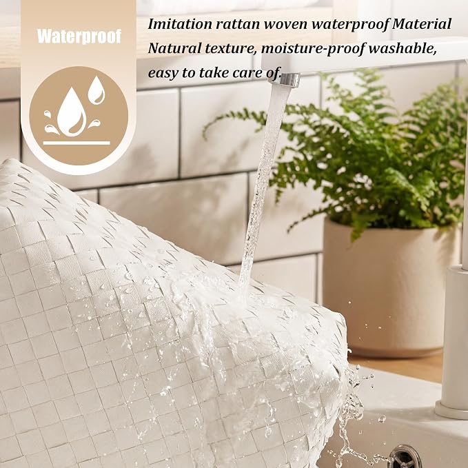 Handwoven Clothes Basket Laundry Hampers Large Wicker Storage Baskets for Shelves Blankets Closet Storage Bins Car Bedroom Bathroom Organizers and Storage Bath (Pack of 4, Ivory)
