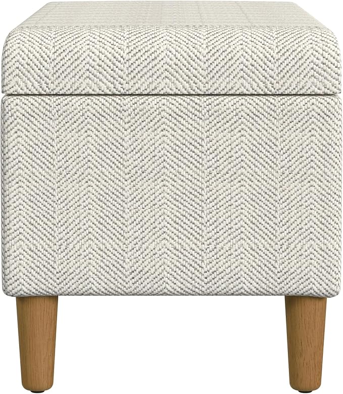 HomePop Malmo 36" Storage Bench - Cream Chevron Woven
