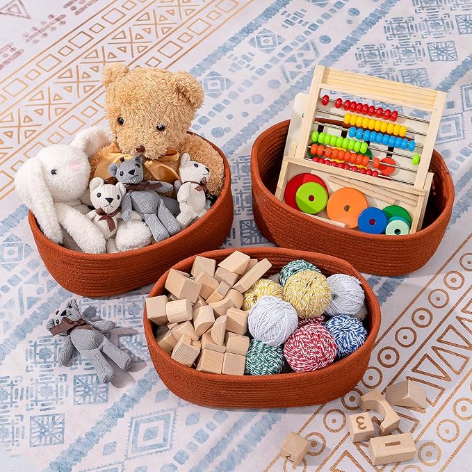 CubesLand Toys Closet Storage Organizer Baskets Bins | Woven Basket for Organizing,Decor Basket for Living Room,Bedroom,Perfect for Pet Toy&Food Storage,2pack Brick Red