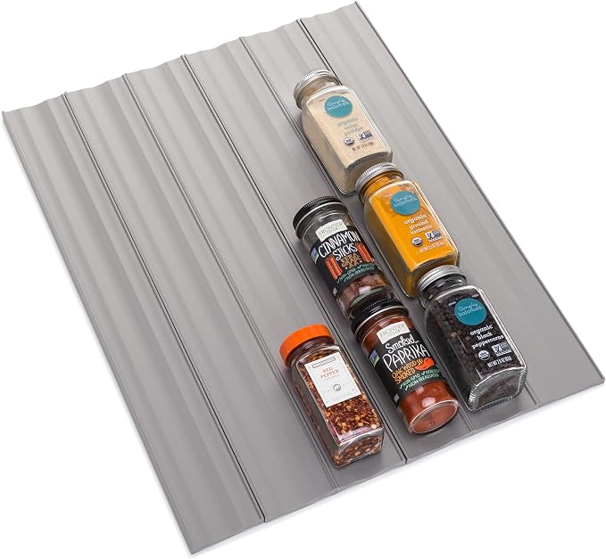 YouCopia SpiceLiner Spice Rack Drawer Organizer (Universal Fit 10’ Roll),Gray