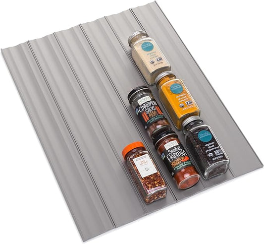 YouCopia SpiceLiner Spice Rack Drawer Organizer (Universal Fit 10’ Roll),Gray