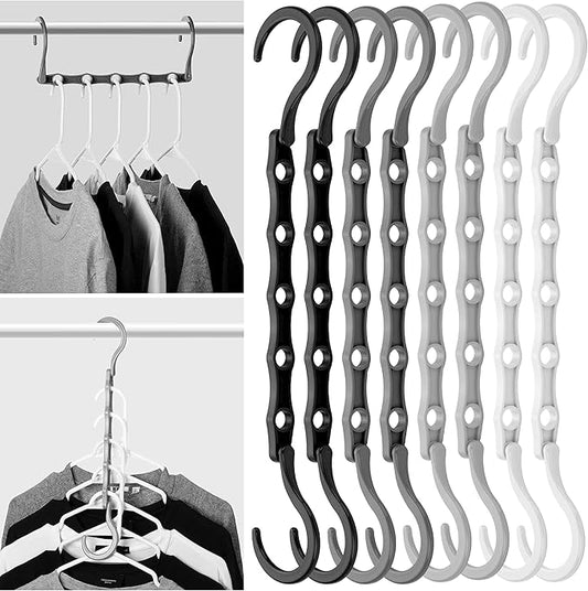 Mr. Pen- Space Saving Hangers, 8 pcs, 360° Rotating Hooks | Magic Cascading Hanger Organizer with 5 Enclosed Slots, Closet Organizers and Storage for Clothes