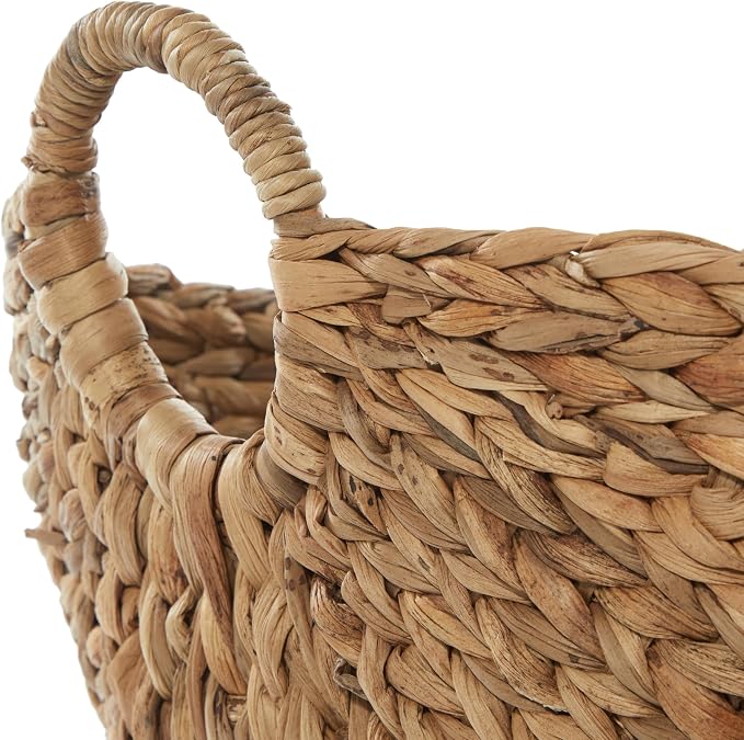 Deco 79 Seagrass Storage Basket, Large Woven Basket, 20" x 18" x 19", Brown | Handmade decorative and functional basket for storage with ring handles, baskets for organizing, room decor