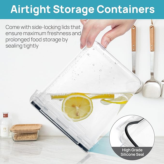 Vtopmart 10 PCS Flour and Sugar Storage Container, Include 3 Sizes | For Bulk Flour and Sugar Storage, Airtight Seal, Multiple Sizes, BPA Free, Food Grade Material, Dishwasher Safe (Not Lids)