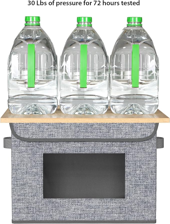 Univivi Fabric Foldable Storage Boxes [4-Pack] Large Collapsible Stackable Storage Bins with Lids, Closet Organizers and Storage Cube Basket for Home, Office, Bedroom (Grey, 17'' x 12'' x 12") | 17 x 12 x 12 In Foldable Storage Boxes with Handles, Clea...