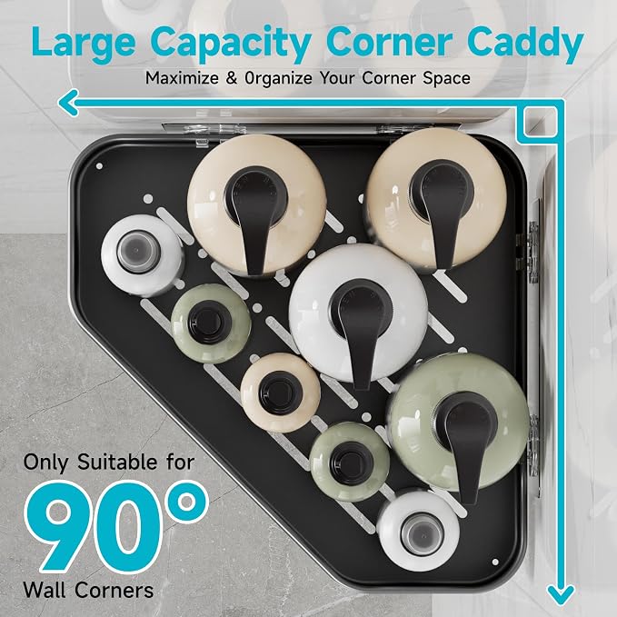 Veken Aluminum Corner Shower Caddy 4-Pack, Never Rust&Large Capacity, Grey | No Drilling Shelves, Rack with Soap Holder&Towel Bar, Super-Strong Adhesive for High Load, Bathroom Organizers and Storage