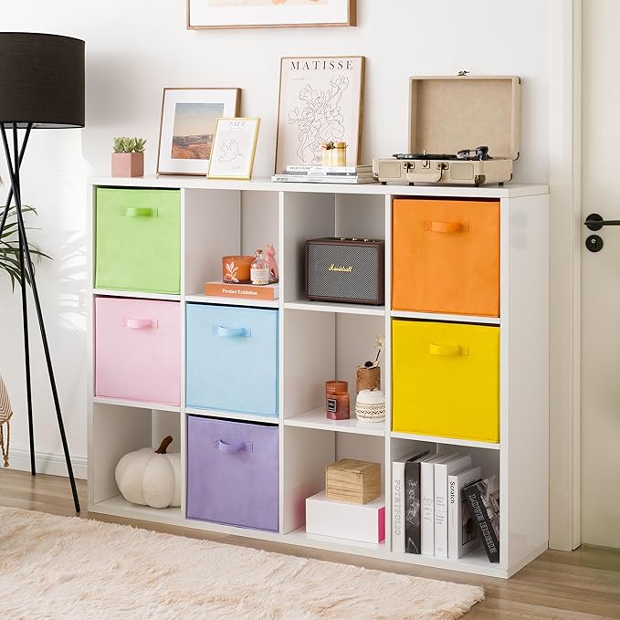 GRANNY SAYS 13 Inch Cube Storage Bins, Colorful Cube Storage Organizer, Fabric Storage Bins, Storage Cubes for Shelves, Closet, Toy Storage Bins for Kids Room, Play Room, Colour, 6-Pack