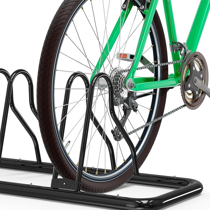 Simple Houseware 5-Bike Adjustable Floor Storage Rack for Garage, Black | Bicycle Parking Stand Organizer for Road and Kids Bikes