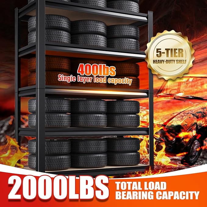 71"H-35"W Garage Shelving-2050LBS 5 Tier Storage Shelves,Adjustable Heavy Duty Metal Shelving Unit and Storage Large Rack,Utility Steel Shelf For Shop Warehouse Industrial Pantry Basement