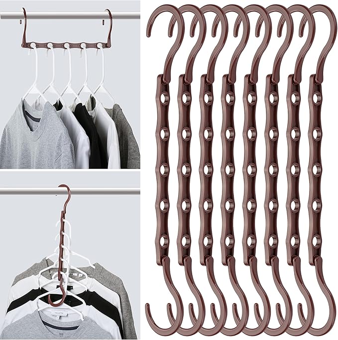 Mr. Pen- Space Saving Hangers, 8 pcs, 360° Rotating Hooks | Magic Cascading Hanger Organizer with 5 Enclosed Slots, Closet Organizers and Storage for Clothes
