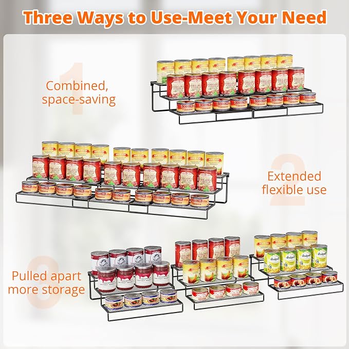 Dmevkic 3-Tier Expandable Can Storage Rack for Pantry,Adjustable Metal Can Organizers and Storage Holds Up to 36 Cans,Can Organizer for Pantry Kitchen Cabinet Countertop