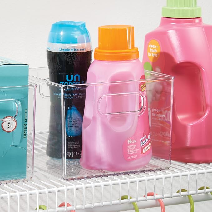 iDesign Clear Plastic Storage Bins, 4-Pack | For Kitchen Pantry and Fridge, For Cabinets and Shelves