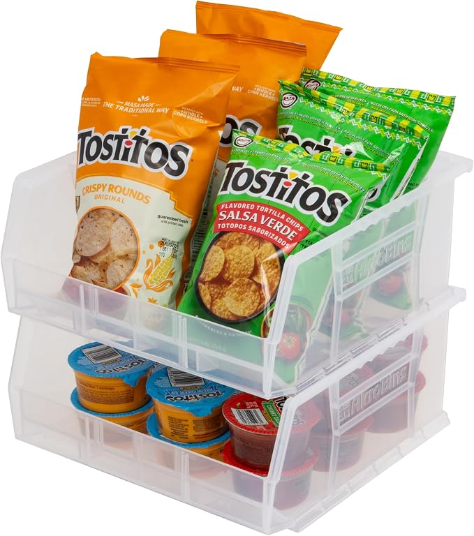 Akro-Mils 30235 AkroBins Plastic Storage Bins, 11"x11"x5", Clear, 6-Pack | Space-Saving Stackable Bins for Garage, Pantry, Craft Organization