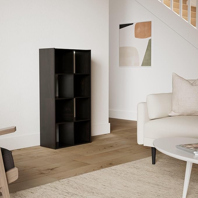 Furinno Pelli Cubic Storage Cabinet, 4x2, Espresso | 11.6 x 24.2 x 47.4, Open & Closed Back Cubes, Storage Organizer Cabinet, for Living Room, Bedroom, Home Office