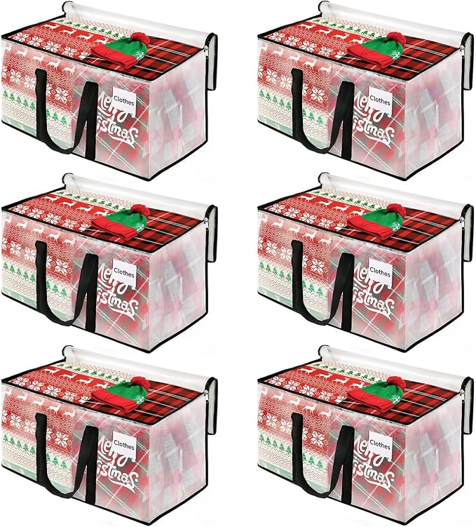 BlissTotes Moving Bags, 125L 6-Pack Storage Bags, Moving Box Heavy Duty Extra Large, Moving Totes with Zipper, Large Packing Bag with Reinforced Handles, Boxes for Packaging Moving