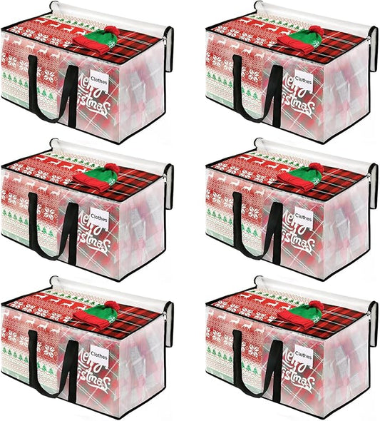 BlissTotes Moving Bags, 125L 6-Pack Storage Bags, Moving Box Heavy Duty Extra Large, Moving Totes with Zipper, Large Packing Bag with Reinforced Handles, Boxes for Packaging Moving