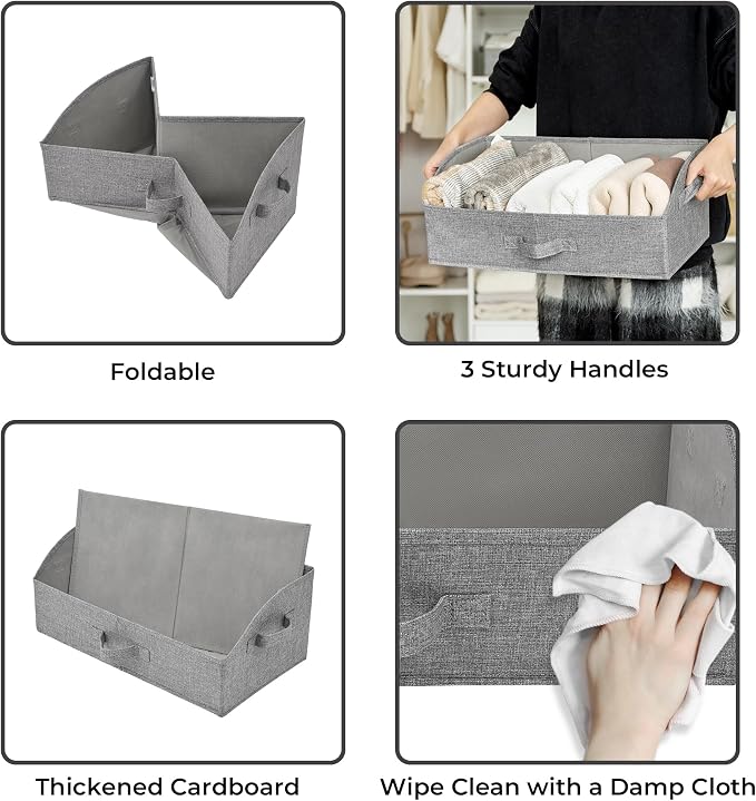 GRANNY SAYS Trapezoid Closet Storage Bins, Large, Dark Gray, 3-Pack | Shelf Storage Baskets, Clothes Storage Bin, Closet Organizer and Storage Bins, Clothing Bins for Closet Shelves