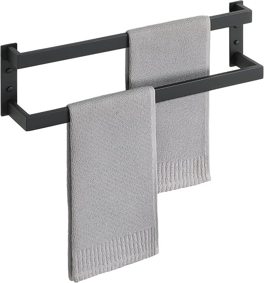 Alise Double Towel Bar, 20" Double Towel Racks for Bathroom, Matte Black | Bathroom Towel Rack Wall Mounted, 3.54" Wide Faster Drying, Ladder Design, SUS304 Stainless Steel