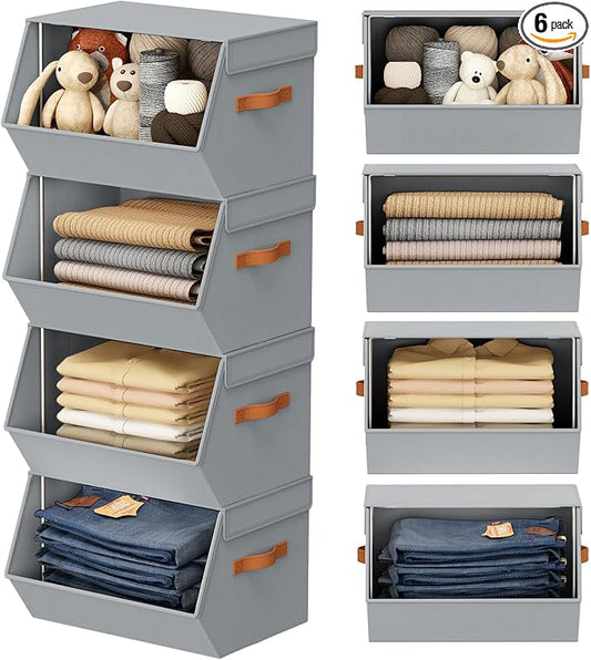 Hangging Closet Organizers Closet Mounted Storage Systems, Large, 6 Pack, Grey