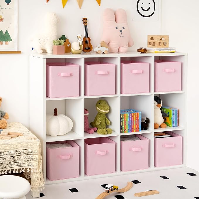 GRANNY SAYS Cube Storage Bins, 11 Inch Storage Cube Organizer, Collapsible Fabric Storage Cubes with Handle, Decorative Cube Storage Organizer for Shelves, Closet, Pink, 8-Pack