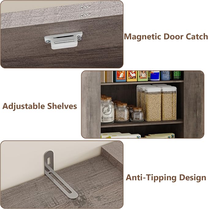 BORNOON Pantry Organizers and Storage Cabinet, 71” Barn Door White Kitchen Cabinet with Drawers and Adjustable Shelf, Tall Pantry for Kitchen, Dining Room, Living Room. Bathroom and Office
