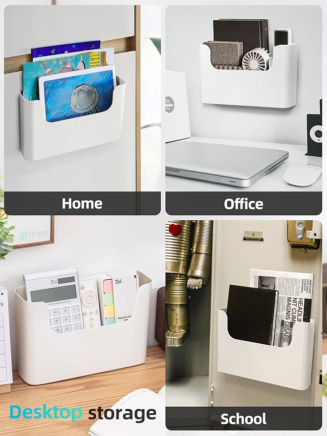 Wall Mount File Organizer Holder Mail Holder No Drilling Wall Pocket for Office, Home, Classroom, Camper, Organize Your Magazine, Book, Bills, Mail, Paperwork, Homework(Cream White, 1 PCS)