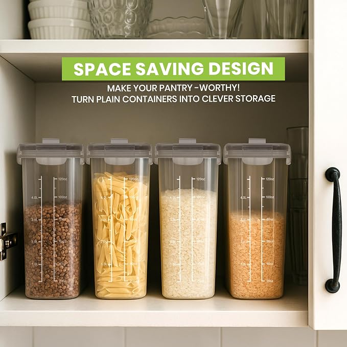 Utopia Kitchen Cereal Containers Storage Set – 2 Pack 4L(135.2 oz) Airtight Food Storage Containers with Lids, BPA-Free Cereal Dispensers for Pantry Organization and Storage (Clear)