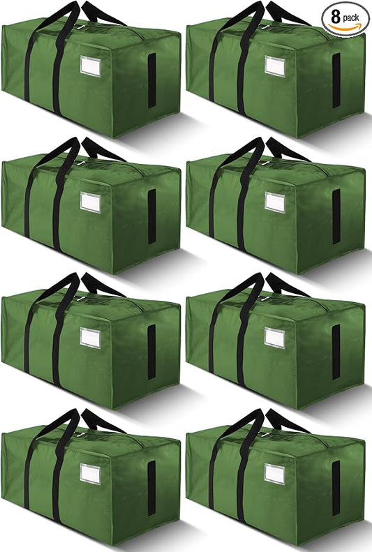 HOMESURE Supports 200lbs Heavy Duty Moving Bags - Strong Zipper & Wrap-Around Handles - Water-Resistant Storage Totes, Durable Alternative to Moving Boxes - 8 Pack - Olive Green