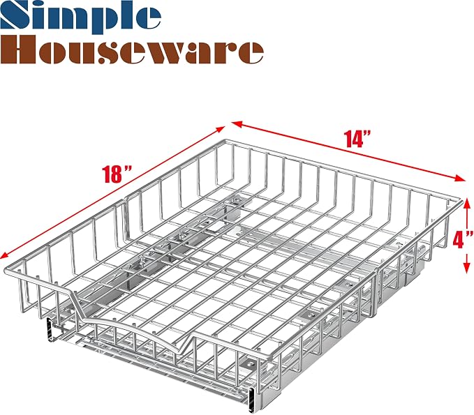 Simple Houseware Under Cabinet Pull Out Sliding Shelf Drawer, 18Dx14W | for Kitchen Organizer