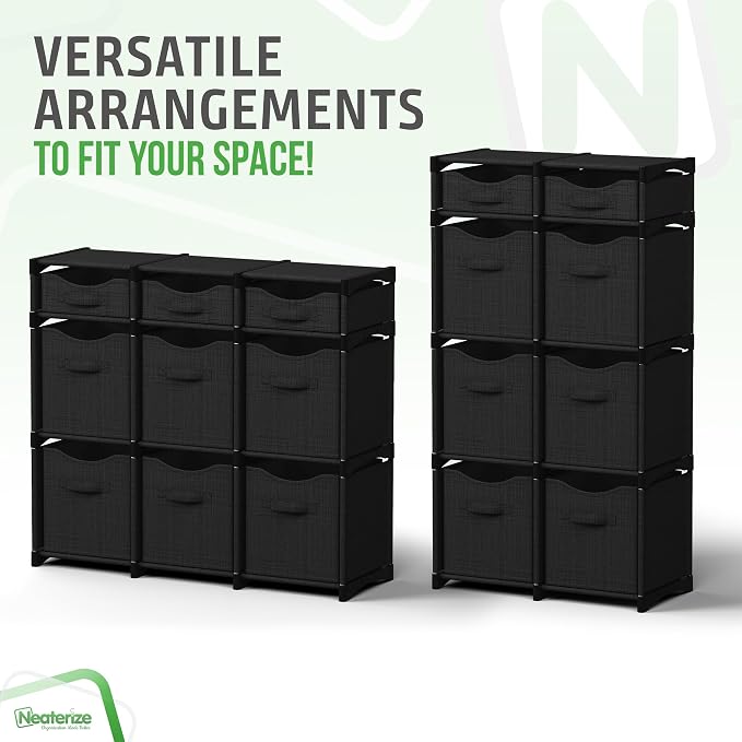 Cube Storage Organizer with Storage Bins Included - The Perfect Closet Organizers and Storage Solution. Includes 9 Storage Cubes, Great For Toy Storage, Closet Storage, Clothes Storage (Black)