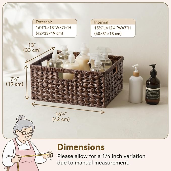 GRANNY SAYS Large Wicker Basket, Decorative Woven Basket for Storage, Waterproof Storage Basket Organizer, Wicker Storage Basket for Organizing, Brown Basket, 1-Pack