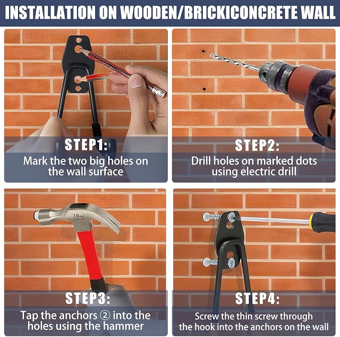 KOFANI Garage Hooks Heavy Duty 12 Pack Anti-Slip Wall Storage Hooks | Wall Hooks Geavy Duty for Hanging Bike, Ladder, Garden Tools,Broom,Hose,Anti-Slip Coating Garage Wall Organization