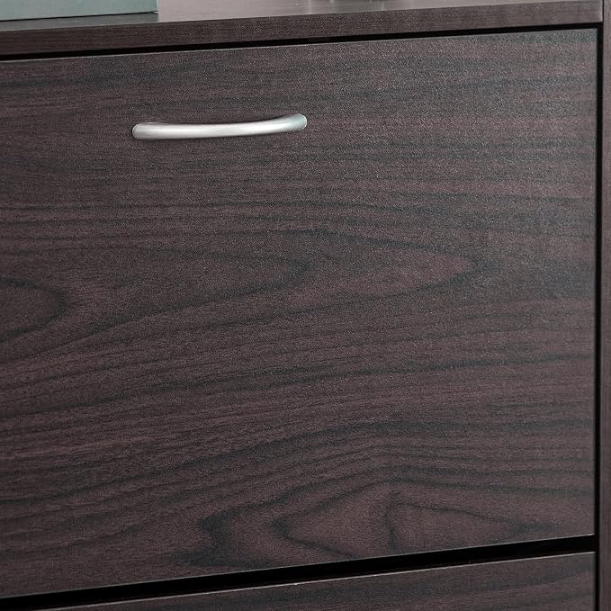 Haotian Shoe Cabinet for Entryway, Tall Freestanding Shoe Rack with 3 Flip-Drawers, Hidden Storage Shoe Organiazer Entrance Hallyway, Brown, FSR110-BR