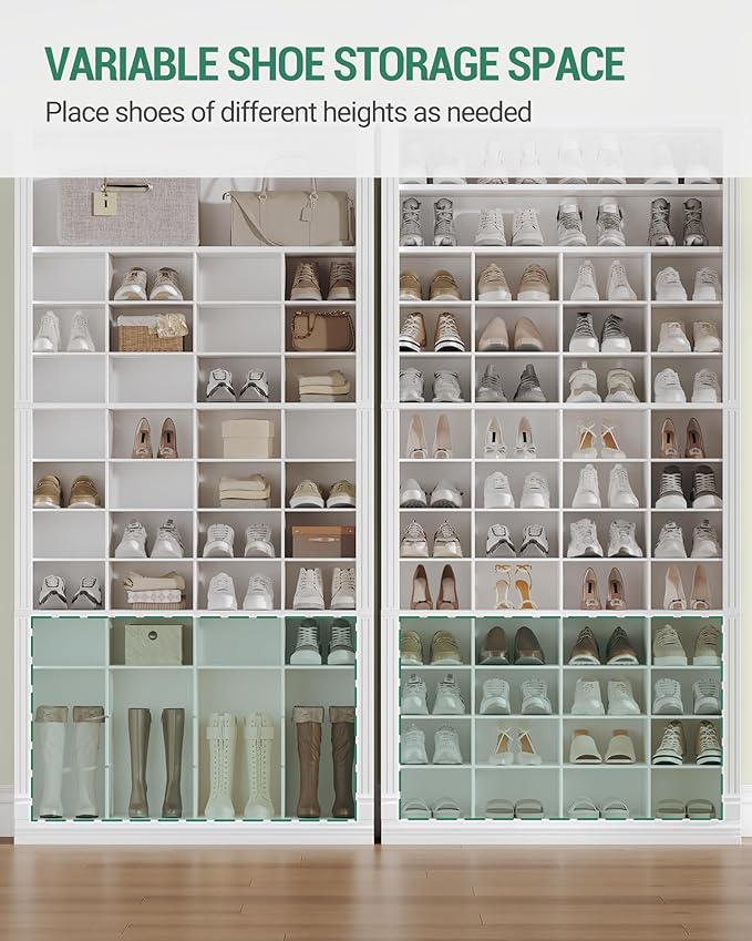 Hzuaneri 13 Tiers Shoe Storage Cabinet, Tall Shoe Cabinet with Cubby | Wooden Shoes Organizer for Closet, 52 Pairs, Shoes Cubby Organizer for Entryway, Hallway, Bedroom, White SR41003X