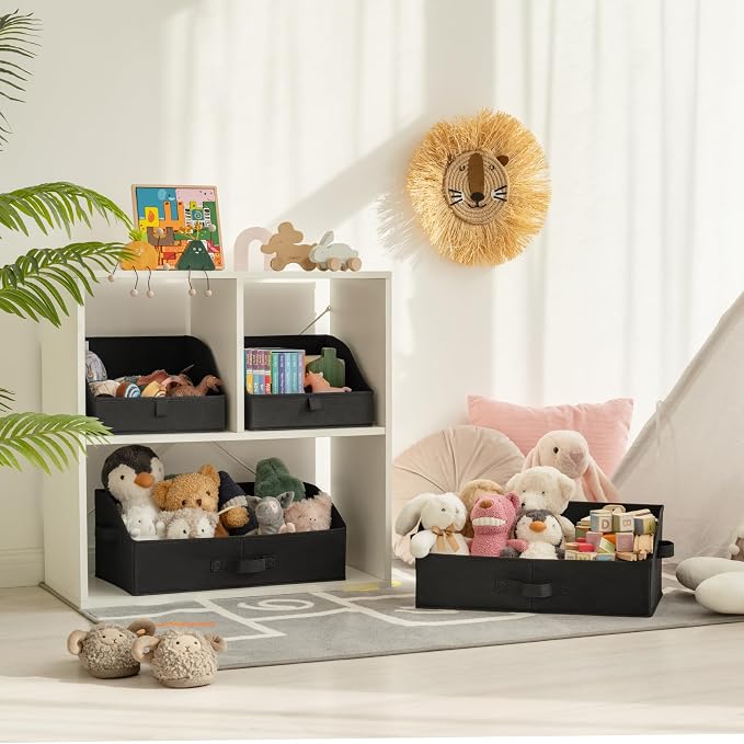 GRANNY SAYS Trapezoid Closet Storage Bins, Small, Black, 3-Pack | Fabric Storage Bins for Closet Shelves, Cube Shelf, Closet Organizers and Storage for Clothes, Purse, Toys, Towels