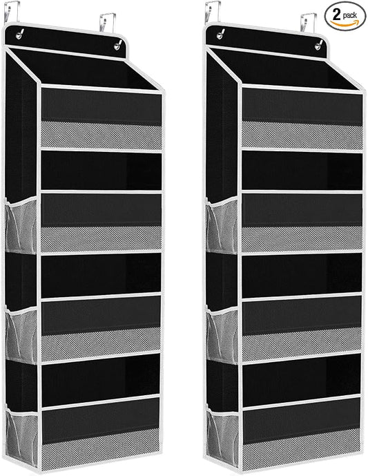 2 Pcs Over The Door Organizer Large Capacity Hanging Storage Room Organizer | 40 lb Capacity, Ultra-Sturdy, Foldable, Mesh Design with Clear Window, Space-Saving Organizer for Pantry, Nursery & Closet
