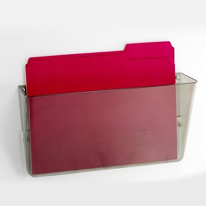 Officemate Wall File, Letter Size, Stackable Wall-Mounted Document Organizer, Plastic Pocket for Files, Mail & Folders, Gray (21431)