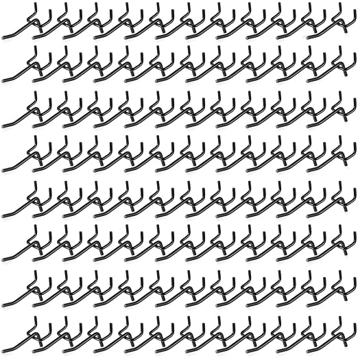 100 Pcs Peg Board Shelving Hooks Stainless Steel Hanging Board Pegs Wall Display Hooks Bulk for 1/8 1/4 Garage Storage Organizer Accessories (2.8 Inch,Black)