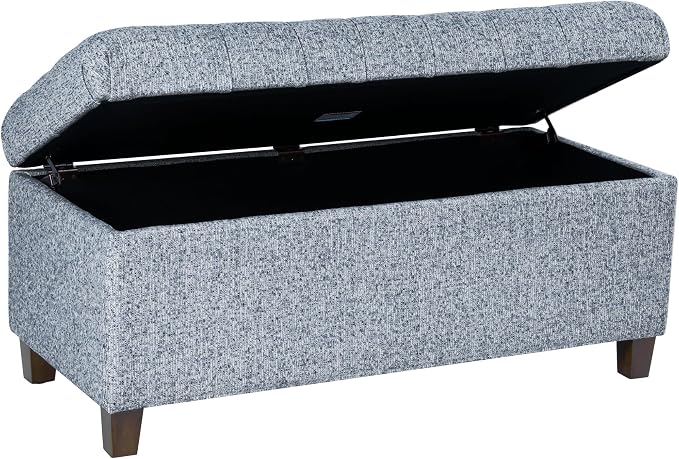 HomePop Ainsley 40" Storage Ottoman Bench - Blue Gray Woven Fabric