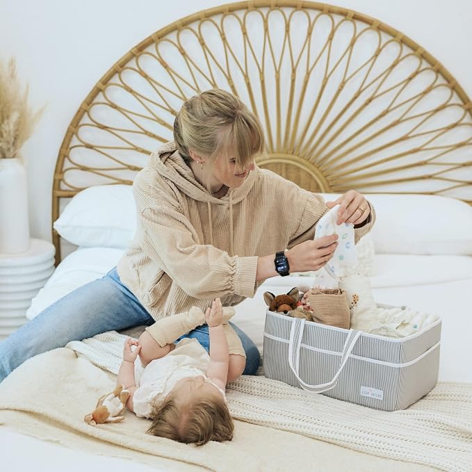 Baby Diaper Caddy Organizer - Large Tote Bag for Newborn essentials Boy or Girl - Baby Shower Basket - Nursery Must Haves - Registry Favorites - Newborn Caddie Car Organizer