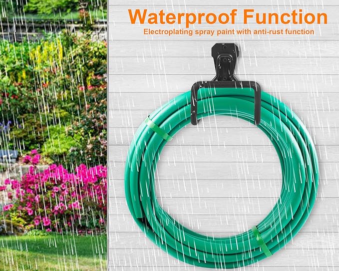 Metal Garden Hose Holder Wall Mounted Water Hose Holder for Outside Yard | Heavy Duty Hose Hanger Sturdy Hose Reel Hose Hooks for Water Hose, Extension Cords
