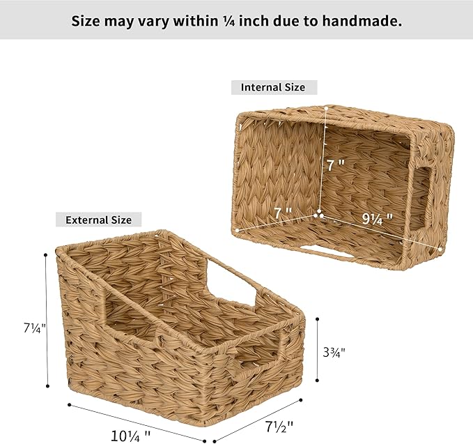 Granny Says Wicker Baskets For Organizing, Small Woven Storage Baskets | Wicker Storage Baskets For Pantry, Open Front Basket For Shelves, Kitchen Storage Baskets, Decorative Basket For Home Decor