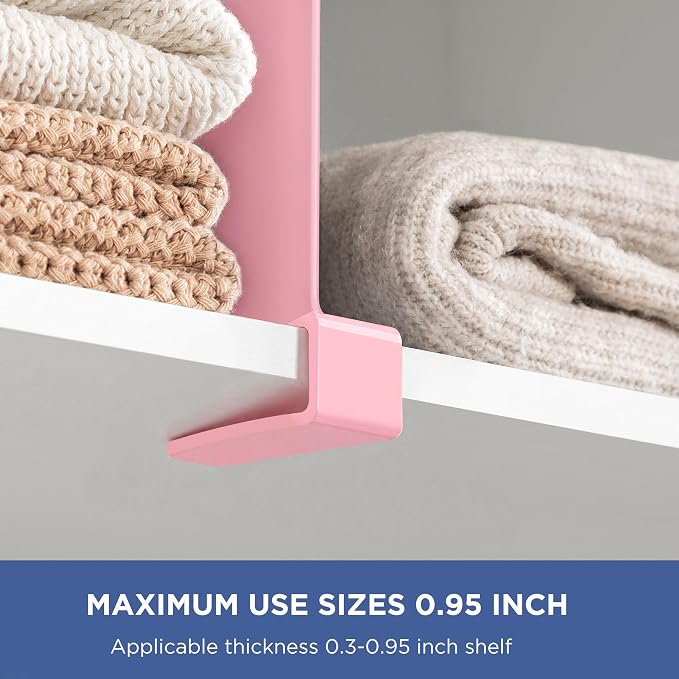HBlife 6 Pack Closet Organizers and Storage, Pink Shelf Dividers, Vertical Purse Organizer for Closet Perfect for Sweater, Shirts, Handbags in Bedroom and Kitchen, Acrylic Bookshelf for Organization