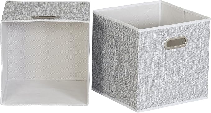 Household Essentials White Mix Set of 6 Open Fabric Cube Storage Bins, 11 x 11