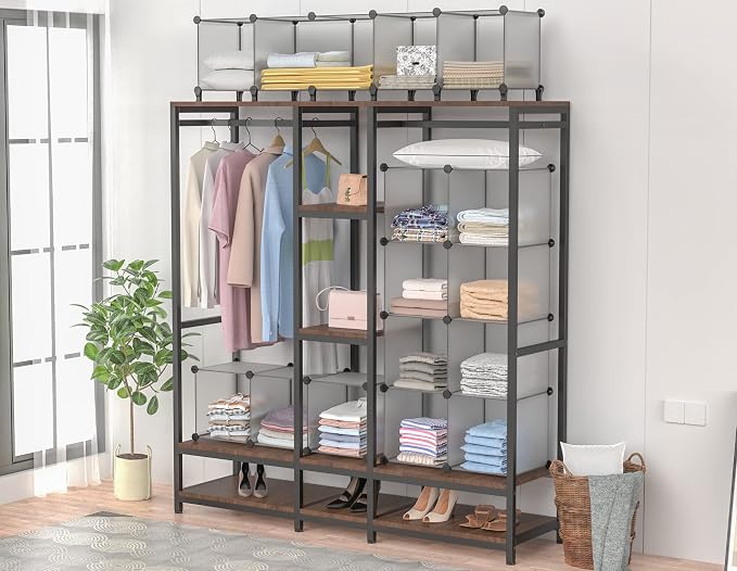 HOMIDEC Closet Organizers and Storage, 12 Cube Storage Organizer, Grey | Portable Closet Shelves Clothing Storage Closet Organization for Kids, Closet, Bedroom, Bathroom, Office