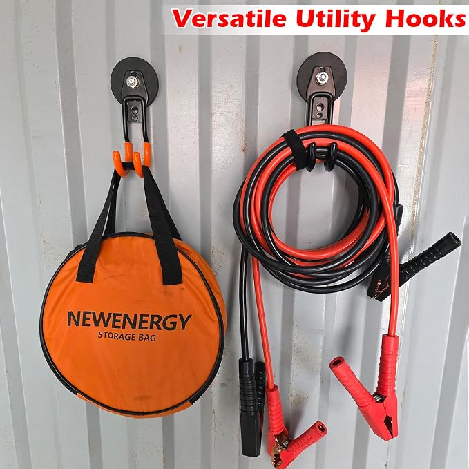 MUTUACTOR Upgraded Magnetic Hooks Heavy Duty,20lbs 2PCS Magnetic Mounting Garage Utility Magnet Hook for Hanging,Anti-Slip Durable Metal J-Hooks Magnetic Hook for Garden Hose Electric Cables Shovels